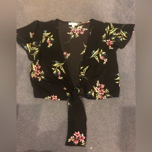 MINE Floral Satin Blouse Size S